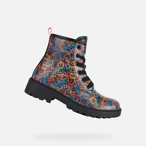 Mid-calf Boots Geox Casey Dievcenske Čierne Viacfarebný | 39168-JTMF