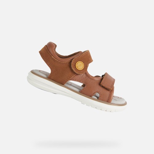Sandále Geox Sandal Maratea Chlapcenske Hnede Tmavo Žlté | 82195-MEXI