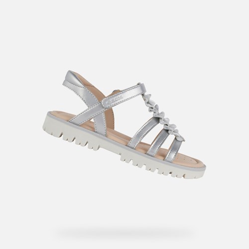Sandále Geox Sandal Starblush Dievcenske Strieborne | 54097-ZNBF