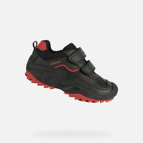 Tenisky Geox New Savage Chlapcenske Čierne Červené | 89246-OGLR