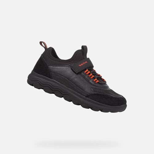 Tenisky Geox Spherica Dievcenske Čierne Oranžové | 35762-VSDM