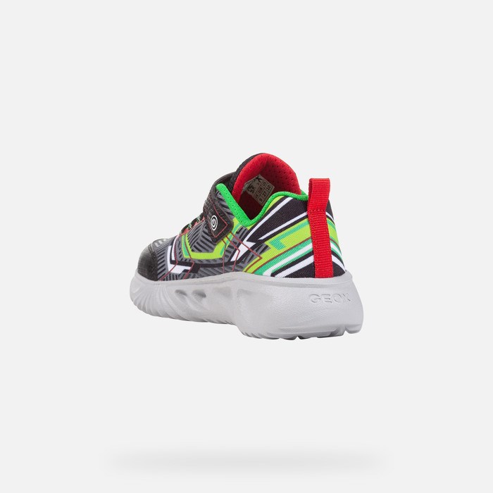 Light-up Shoes Geox Assister Chlapcenske Čierne Zelene | 72849-SMDJ