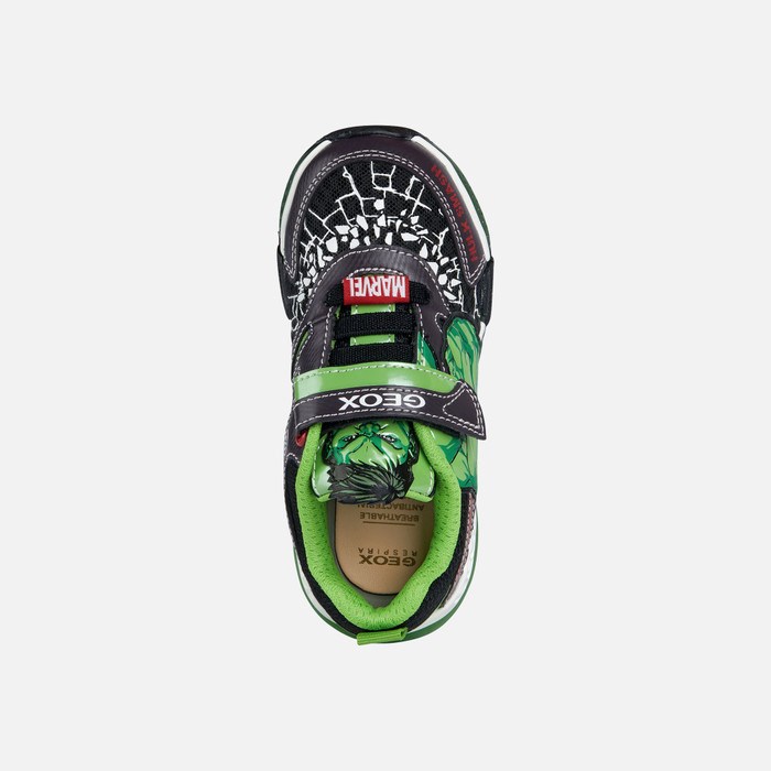 Light-up Shoes Geox Bayonyc Chlapcenske Čierne Zelene | 93621-RZIP