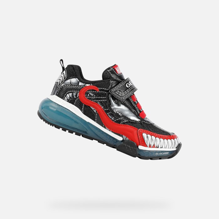 Light-up Shoes Geox Bayonyc Dievcenske Čierne Červené | 29786-TMFG