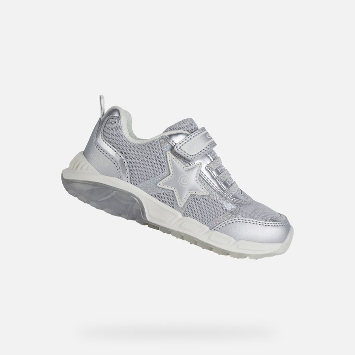 Light-up Shoes Geox Spaziale Dievcenske Strieborne | 26957-IZKF