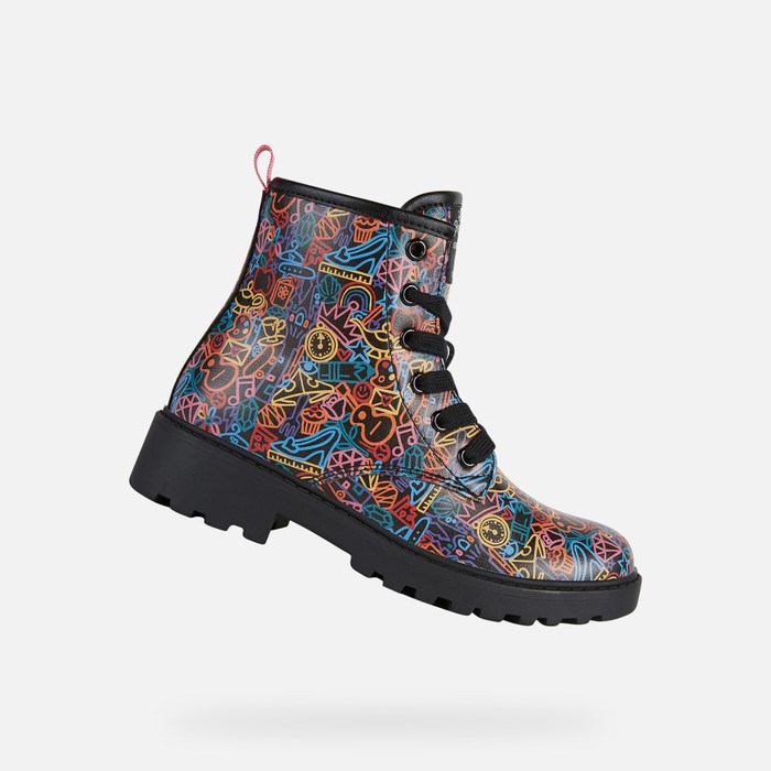 Mid-calf Boots Geox Casey Dievcenske Čierne Viacfarebný | 39168-JTMF