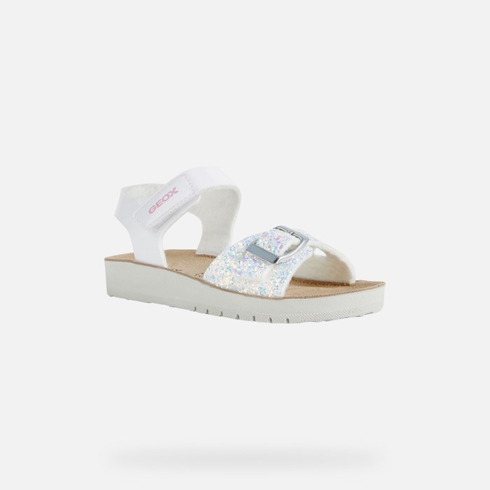 Sandále Geox Sandal Costarei Dievcenske Biele | 28370-NKOB