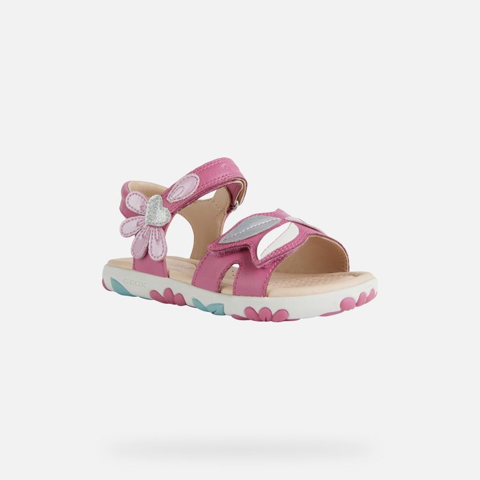 Sandále Geox Sandal Haiti Dievcenske Fuchsie Ruzove | 23945-NPTQ