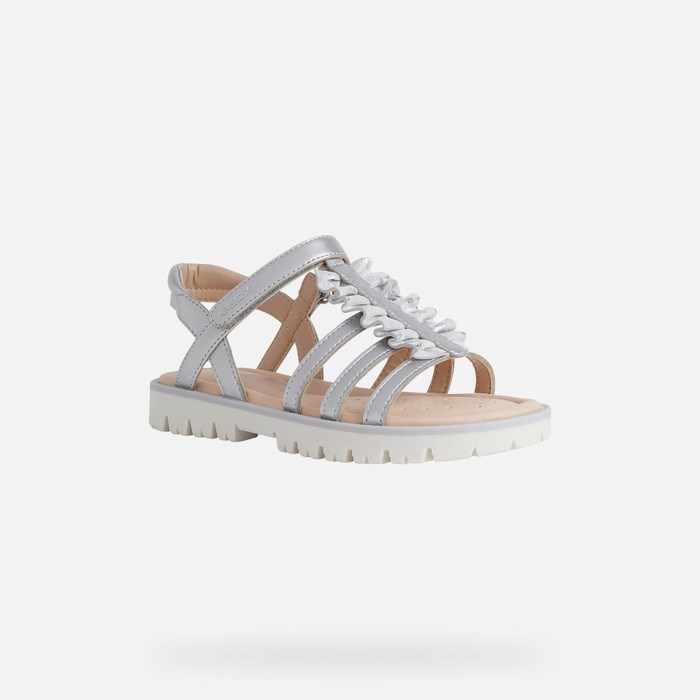 Sandále Geox Sandal Starblush Dievcenske Strieborne | 54097-ZNBF