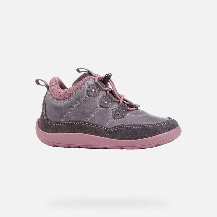 Tenisky Geox Barefeel Chlapcenske Tmavo Siva Tmavo Ruzove | 57092-QLPH