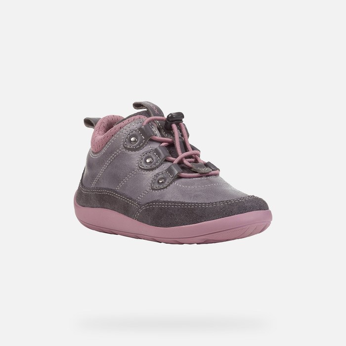 Tenisky Geox Barefeel Chlapcenske Tmavo Siva Tmavo Ruzove | 57092-QLPH