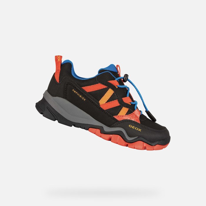 Tenisky Geox Montrack Abx Chlapcenske Čierne Oranžové | 42156-FVIP