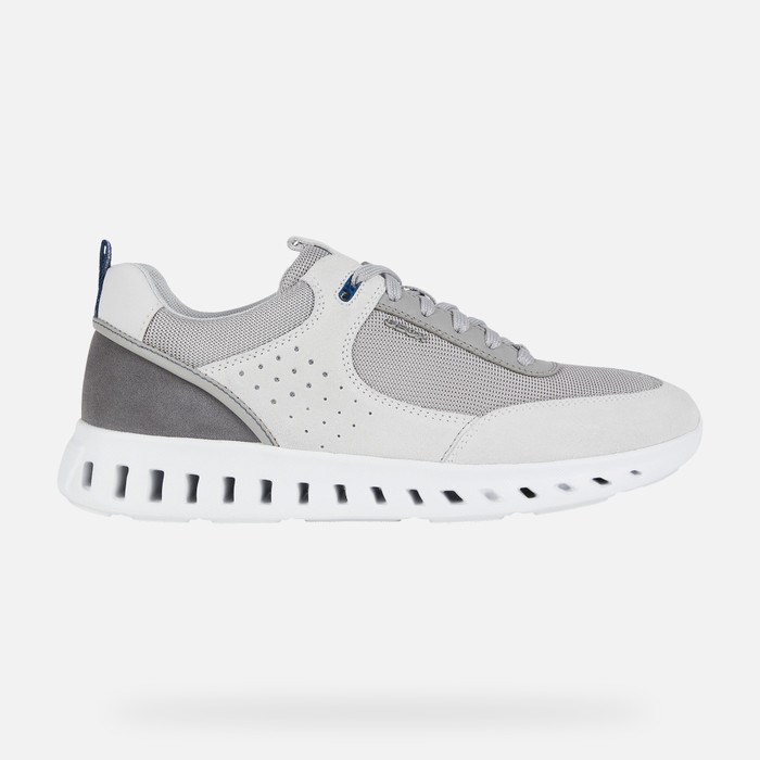 Tenisky Geox Outstream Panske Biele Svetlo Siva | 50726-MHAD