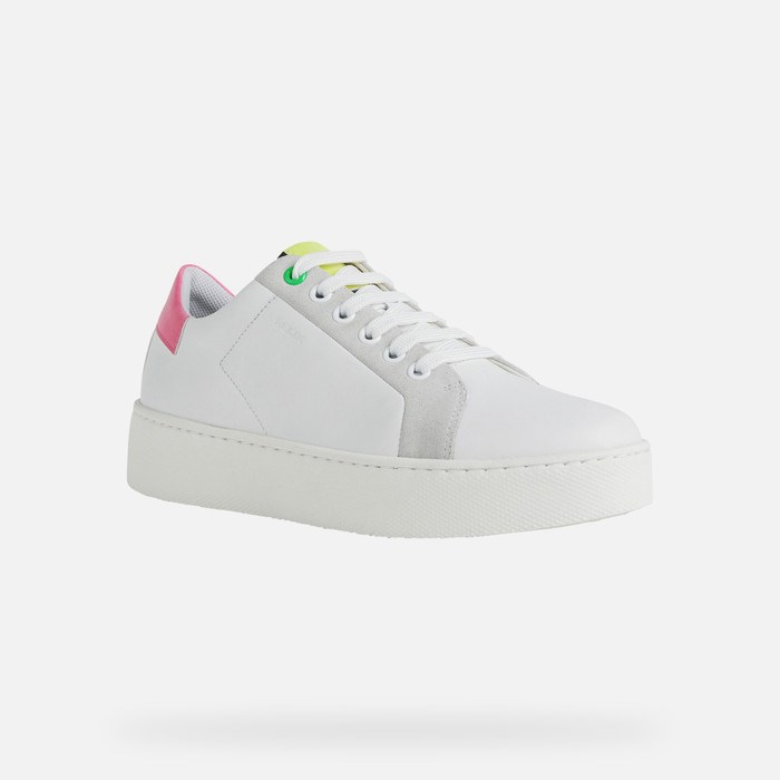 Tenisky Geox Skyely Damske Biele Fuchsie | 30172-EURI