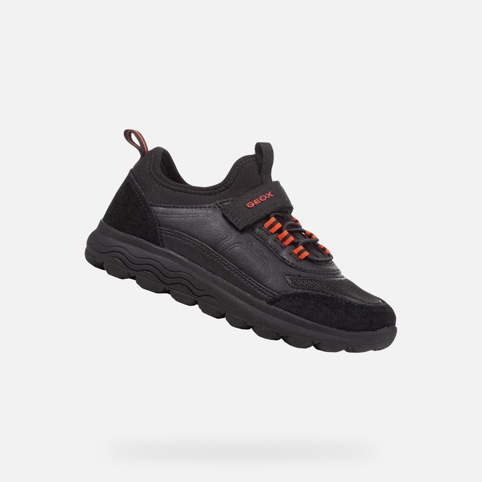 Tenisky Geox Spherica Dievcenske Čierne Oranžové | 35762-VSDM