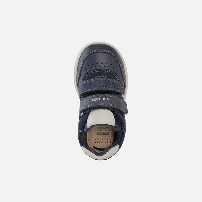 Tenisky Geox Trottola Pre Babatka Námornícka Modrá Biele | 68125-IBTY
